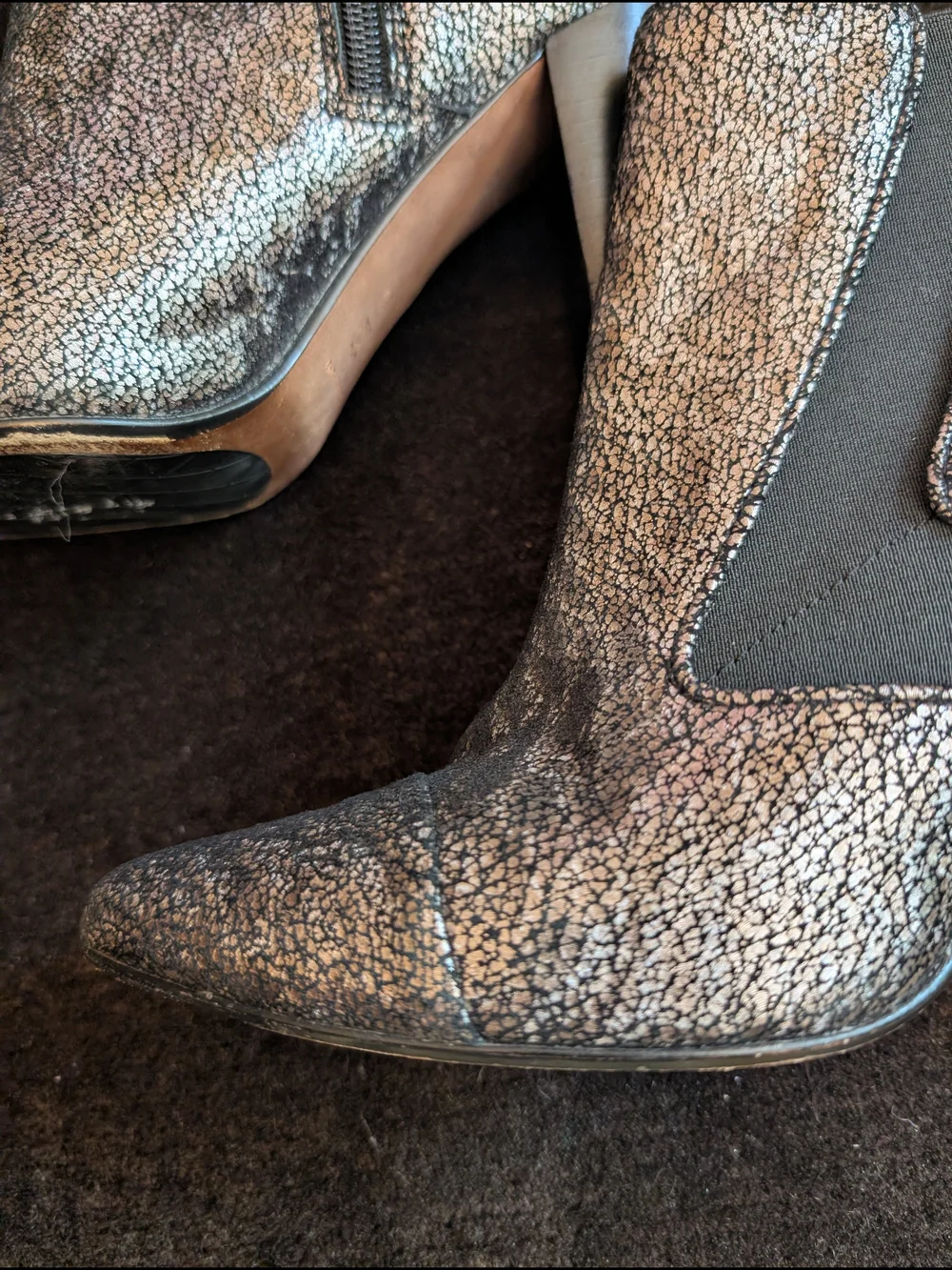 Donald J. Pliner Silver-Gray Textured Pointed Ankle Booties